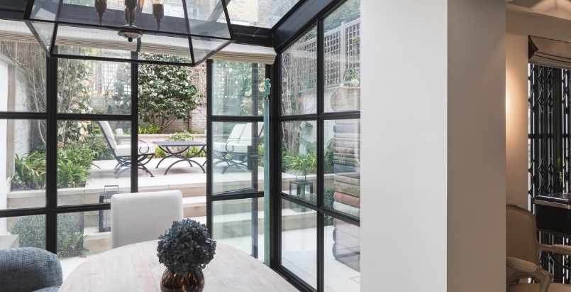 Steel framed box extension added on the back of a terraced chelsea property
